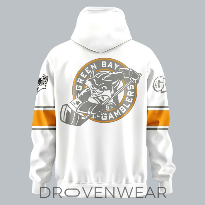 Green Bay Gamblers 2026 Throwback White Out Hoodie - Image 3
