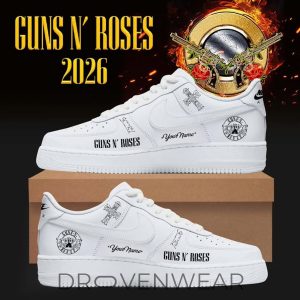 Guns N Roses 2026 UK Europe Tour White Air Style Sneakers by Drovenwear.com