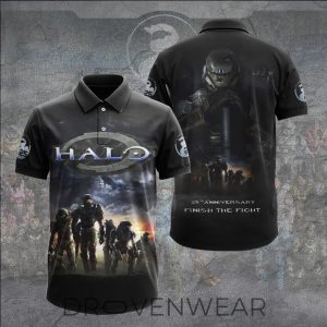 Halo Combat Evolved 25th Anniversary Finish The Fight 3D Polo by Drovenwear.com