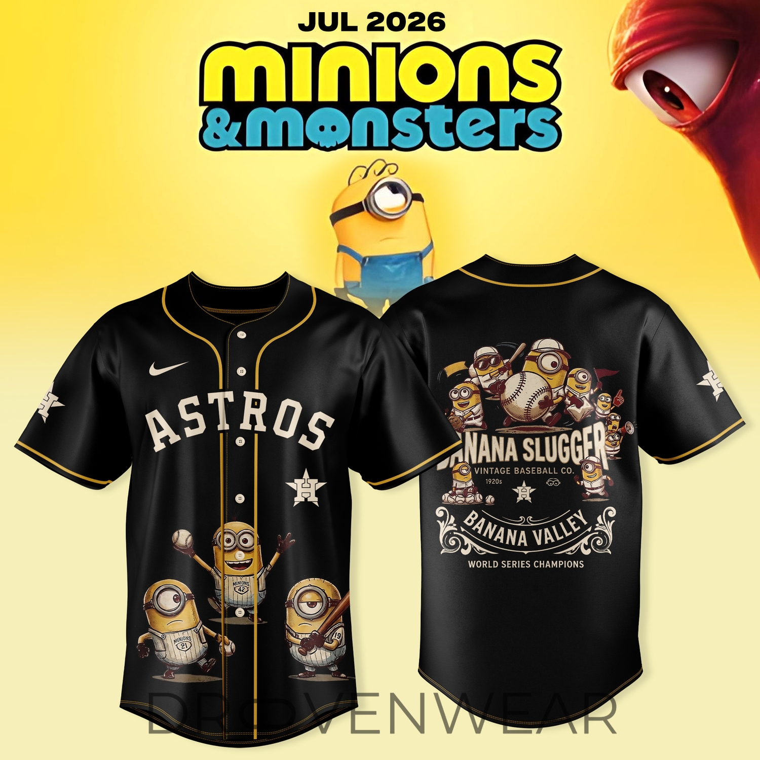 Houston Astros MLB x Minions x Monsters 2026 Vintage 1920s Jersey Houston Astros MLB x Minions x Monsters 2026 Vintage 1920s Jersey