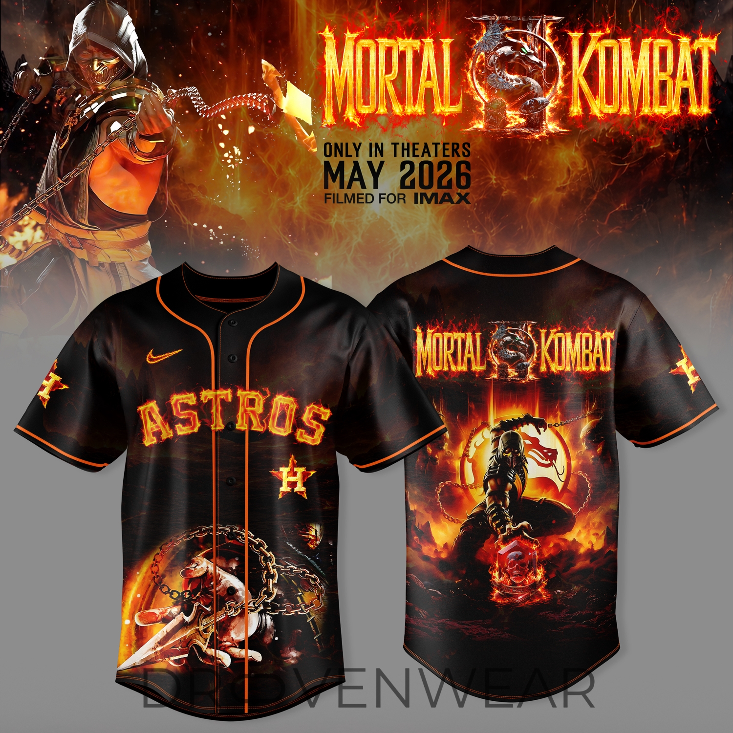 Houston Astros MLB x Mortal Kombat II 2026 Scorpion Limited Jersey Houston Astros MLB x Mortal Kombat II 2026 Scorpion Limited Jersey