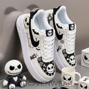 Jack Skellington Casual Sneakers Genuine Leather NAF Shoes by Drovenwear.com
