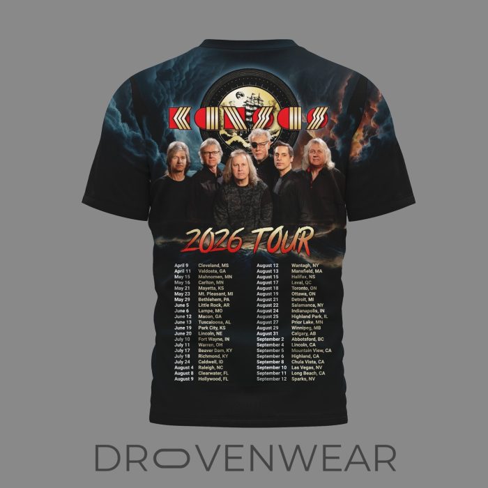 Kansas Band 2026 Tour Concert Graphic Tee - Image 2