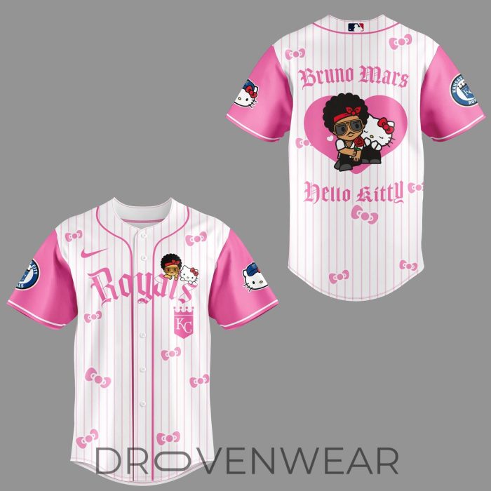 Kansas City Royals x BRUNO MARS x HELLO KITTY Pink Jersey | Jogger | Cap - Image 2