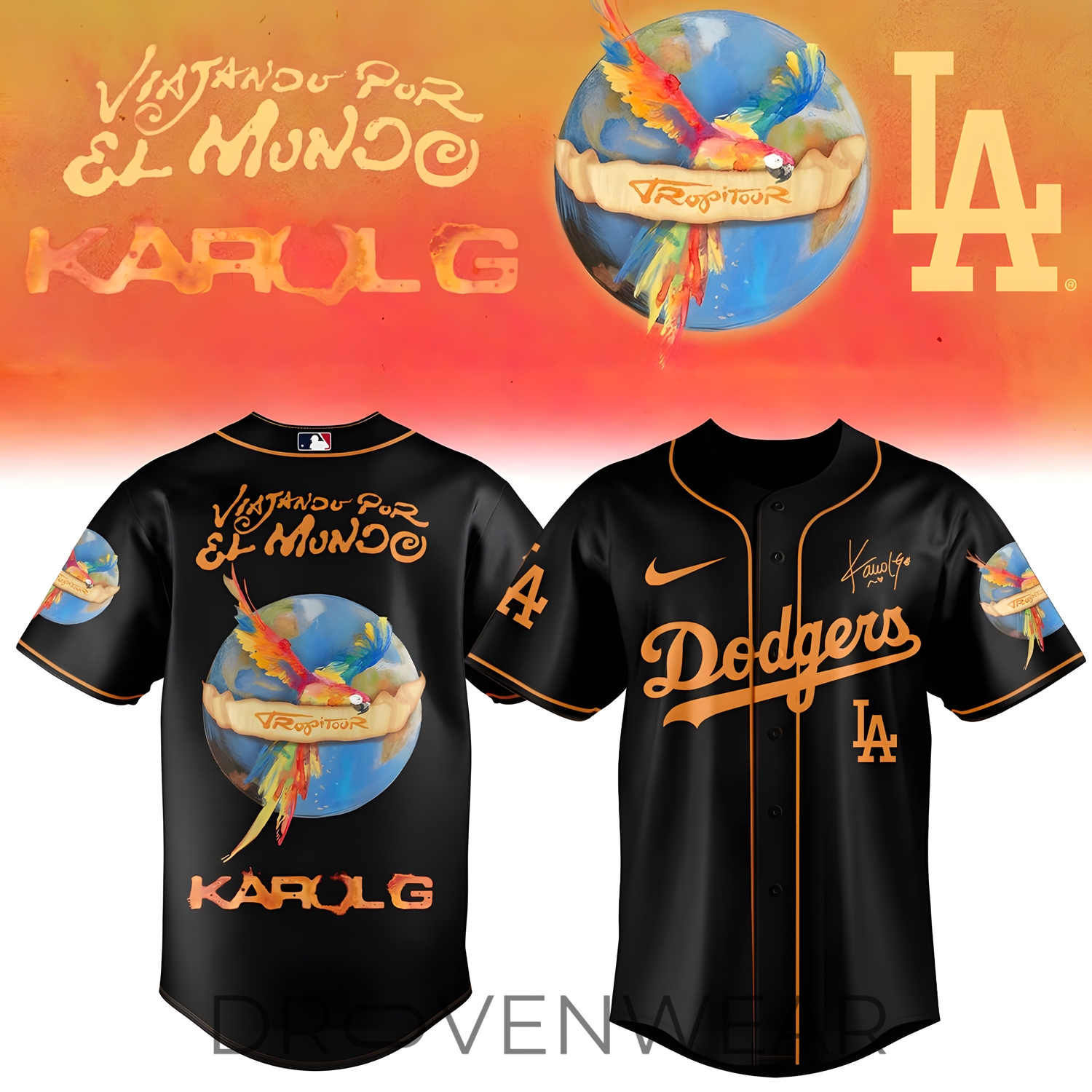 Karol G x Baseball - Nos Vamos de Tour Black Jersey (All Team) Karol G x Baseball - Nos Vamos de Tour Black Jersey (All Team)