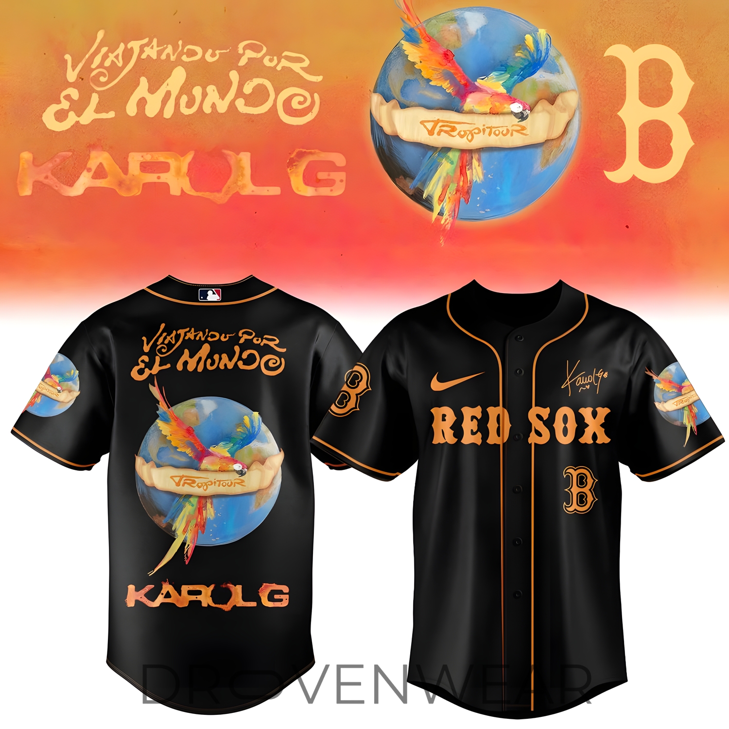 Karol G x Baseball - Nos Vamos de Tour Black Jersey (All Team) Karol G x Baseball - Nos Vamos de Tour Black Jersey (All Team)