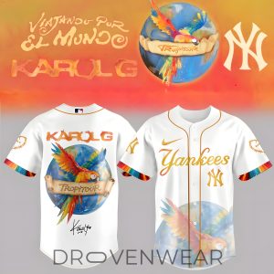 Karol G x Baseball Nos Vamos de Tour White Jersey All Team by Drovenwear.com