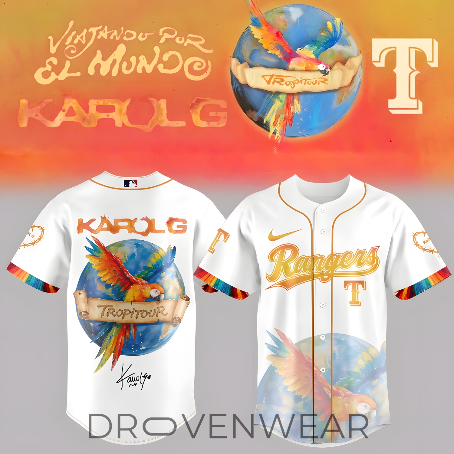 Karol G x Baseball - Nos Vamos de Tour White Jersey (All Team) Karol G x Baseball - Nos Vamos de Tour White Jersey (All Team)