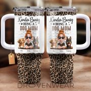 Kinda Busy Being A Dog Mom - Personalized 40oz Tumbler With Straw - Gift for Pet Owners, Pet Lovers, Dog Mom | CLP16