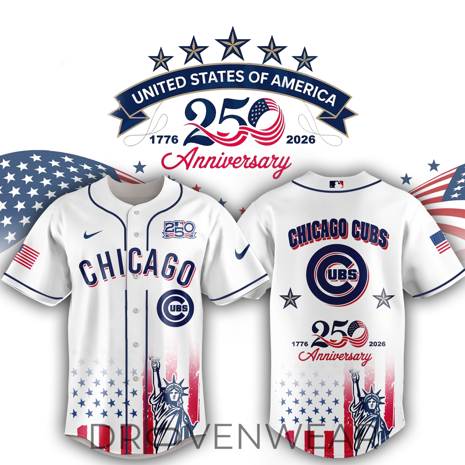 Limited Edition Chicago Cubs 250th Anniversary United States Semiquincentennial Special Jersey Limited Edition Chicago Cubs 250th Anniversary United States Semiquincentennial Special Jersey