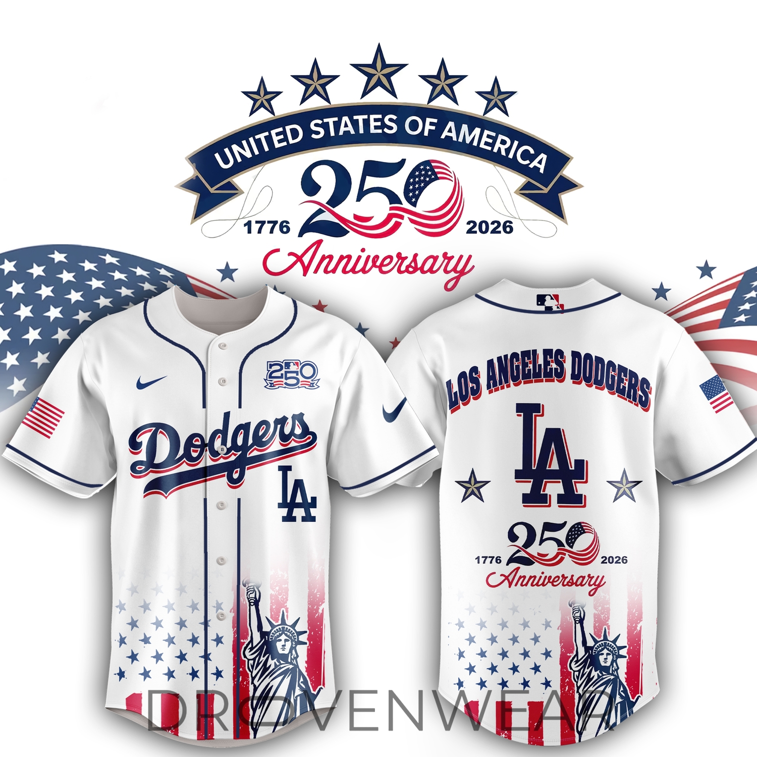 Limited Edition Los Angeles Dodgers 250th Anniversary United States Semiquincentennial Special Jersey Limited Edition Los Angeles Dodgers 250th Anniversary United States Semiquincentennial Special Jersey