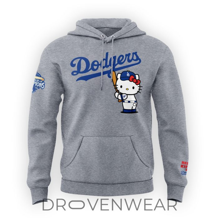 Los Angeles Dodgers x Hello Kitty Night Gray Hoodie Limited Edition - Image 2