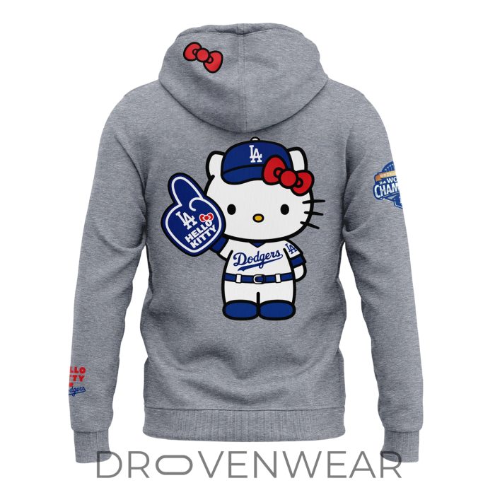 Los Angeles Dodgers x Hello Kitty Night Gray Hoodie Limited Edition - Image 3