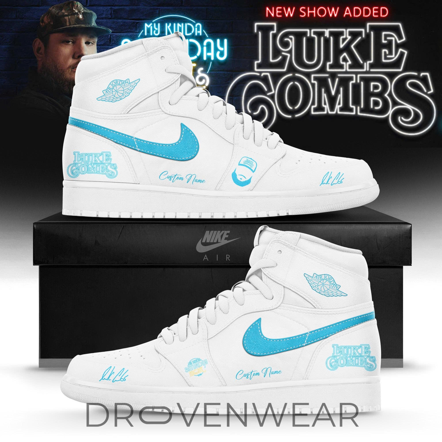 Luke Combs ”My Kinda Saturday Night Tour 2026” Limited Edition White AJ1 Sneaker Luke Combs ”My Kinda Saturday Night Tour 2026” Limited Edition White AJ1 Sneaker