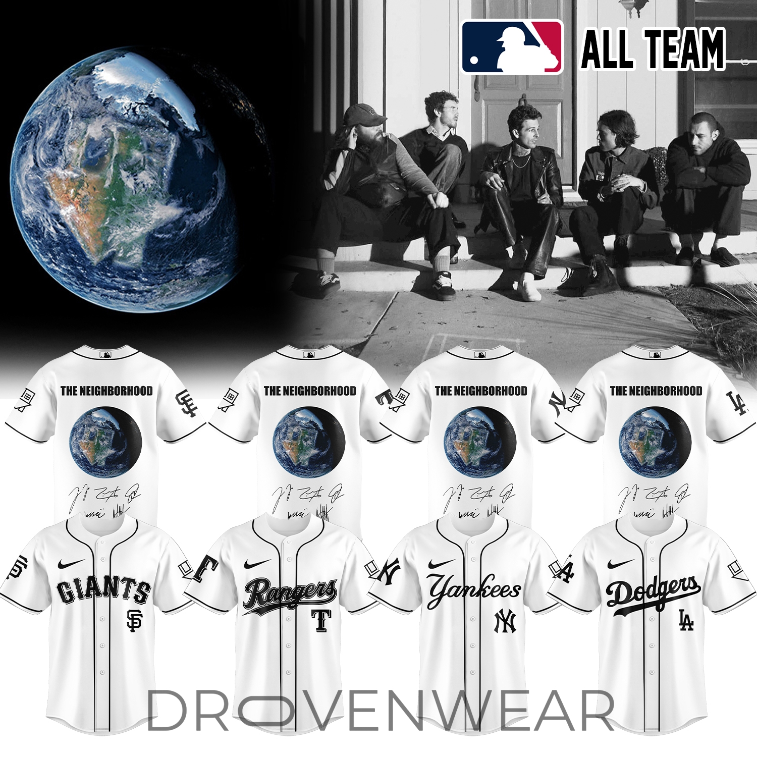 MLB All Teams The Neighbourhood World Tour Collector Style White Jersey V3 MLB All Teams The Neighbourhood World Tour Collector Style White Jersey V3