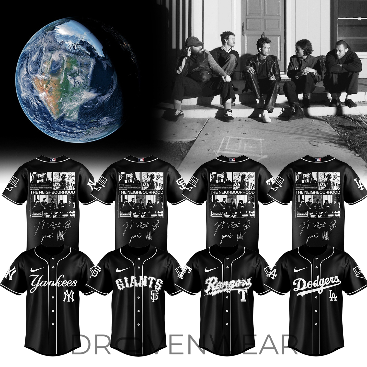 MLB All Teams The Neighbourhood World Tour Premium Style Black Jersey V4 MLB All Teams The Neighbourhood World Tour Premium Style Black Jersey V4
