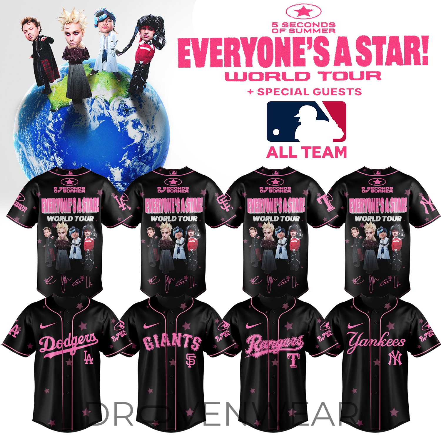 MLB All Teams x 5SOS Everyone’s A Star! World Tour Jersey Ver2 MLB All Teams x 5SOS Everyone’s A Star! World Tour Jersey Ver2