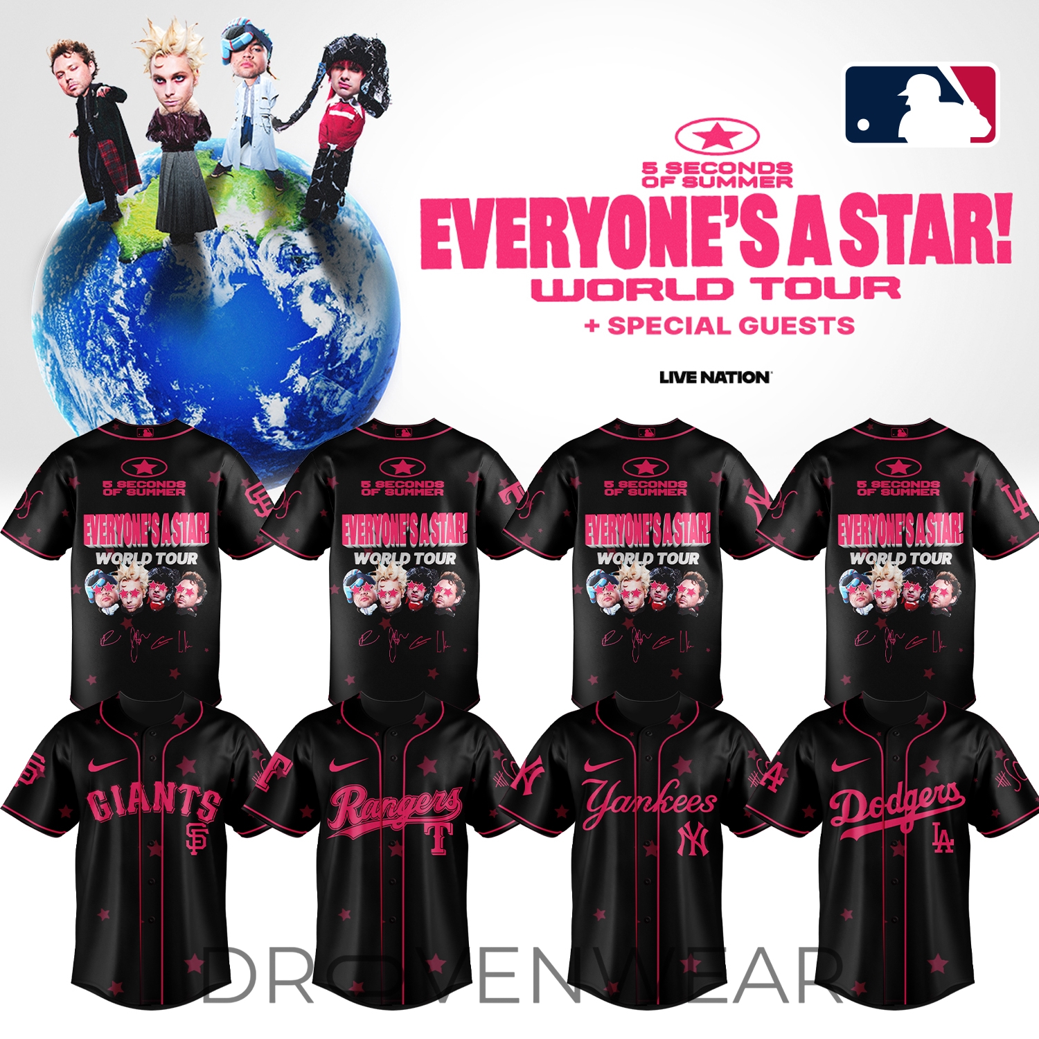 MLB All Teams x 5SOS Everyone’s A Star! World Tour Jersey Ver3 MLB All Teams x 5SOS Everyone’s A Star! World Tour Jersey Ver3
