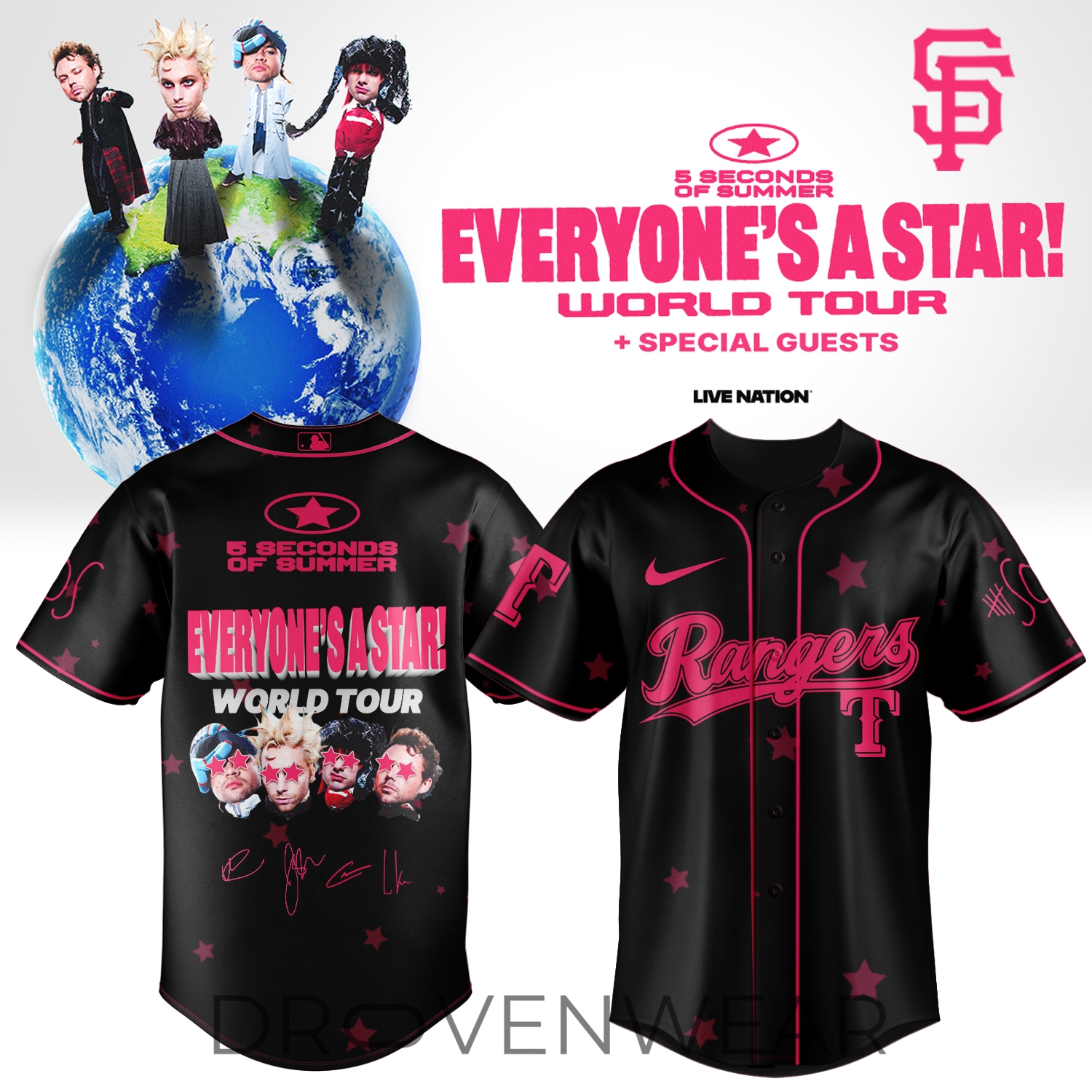 MLB All Teams x 5SOS Everyone’s A Star! World Tour Jersey Ver3 MLB All Teams x 5SOS Everyone’s A Star! World Tour Jersey Ver3
