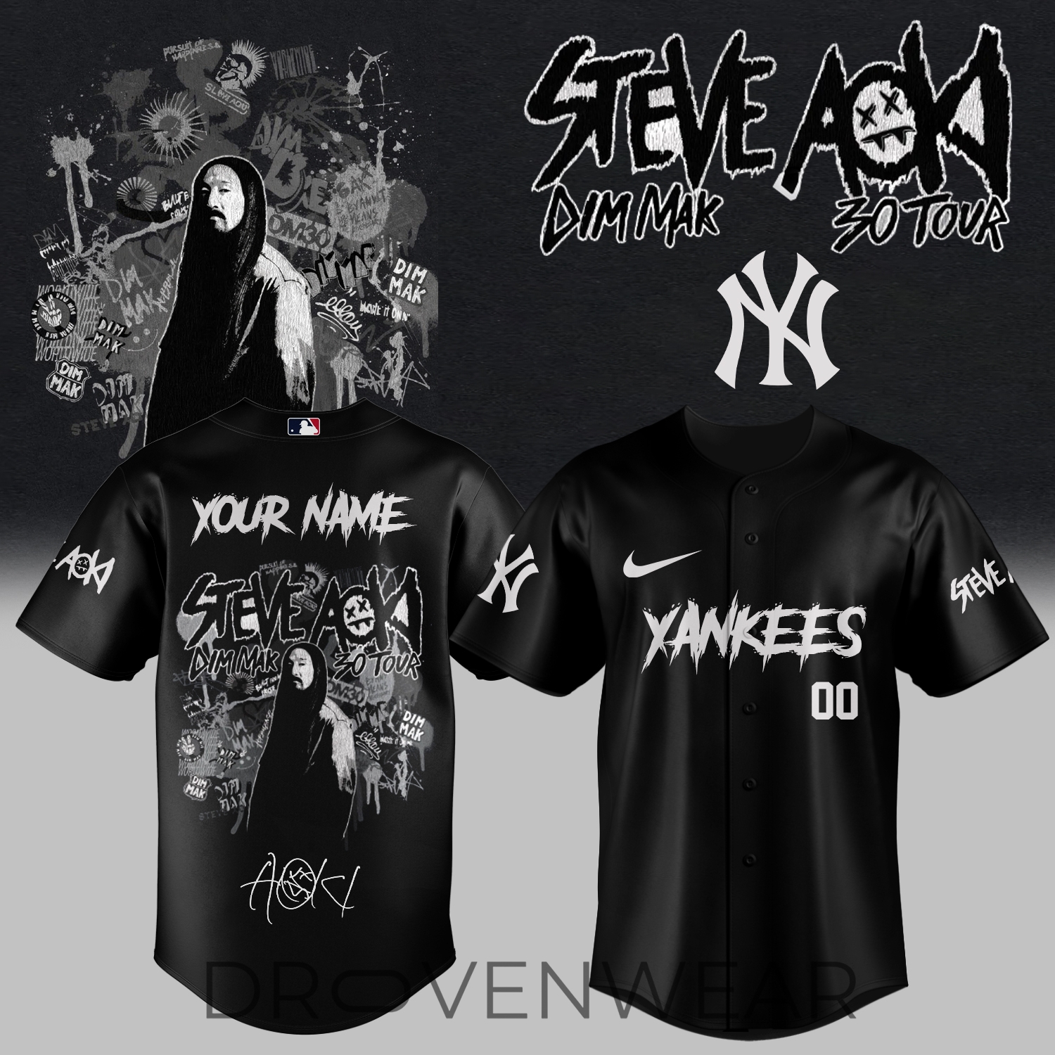 MLB All Teams x DJ Steve Aoki Dim Mak 30 Tour 2026 Custom Jersey MLB All Teams x DJ Steve Aoki Dim Mak 30 Tour 2026 Custom Jersey