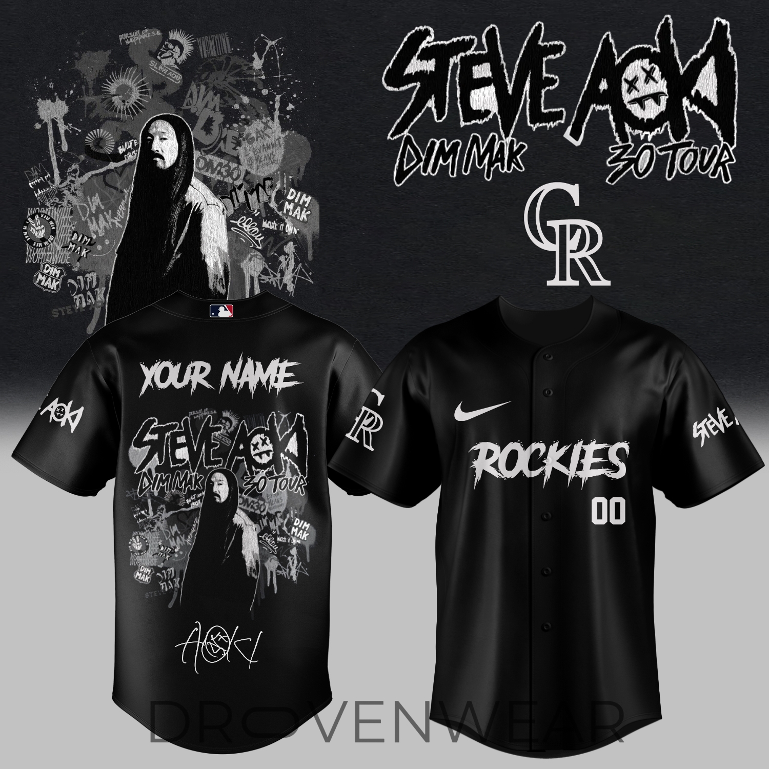MLB All Teams x DJ Steve Aoki Dim Mak 30 Tour 2026 Custom Jersey MLB All Teams x DJ Steve Aoki Dim Mak 30 Tour 2026 Custom Jersey