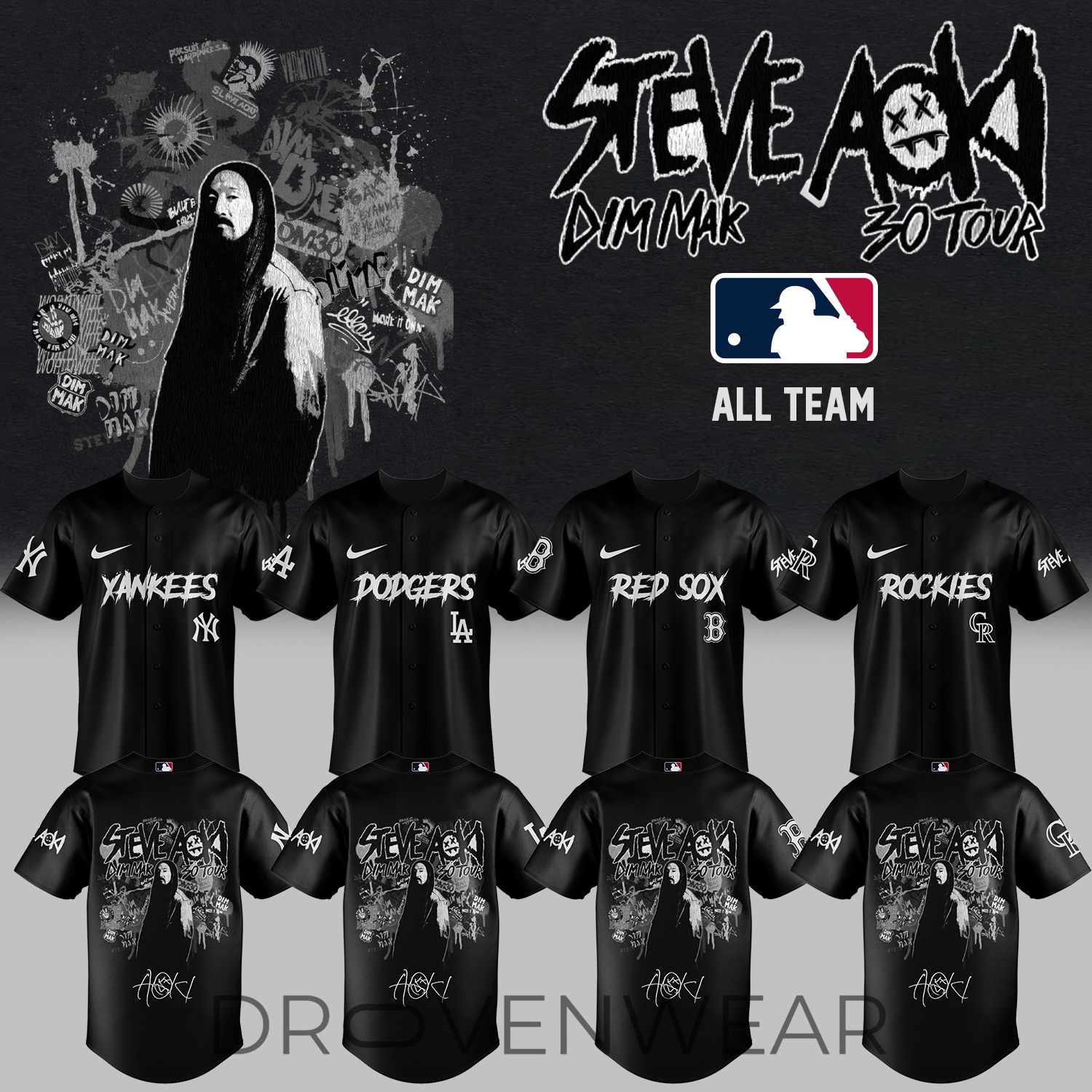 MLB All Teams x DJ Steve Aoki Dim Mak 30 Tour 2026 Limited Edition Jersey MLB All Teams x DJ Steve Aoki Dim Mak 30 Tour 2026 Limited Edition Jersey