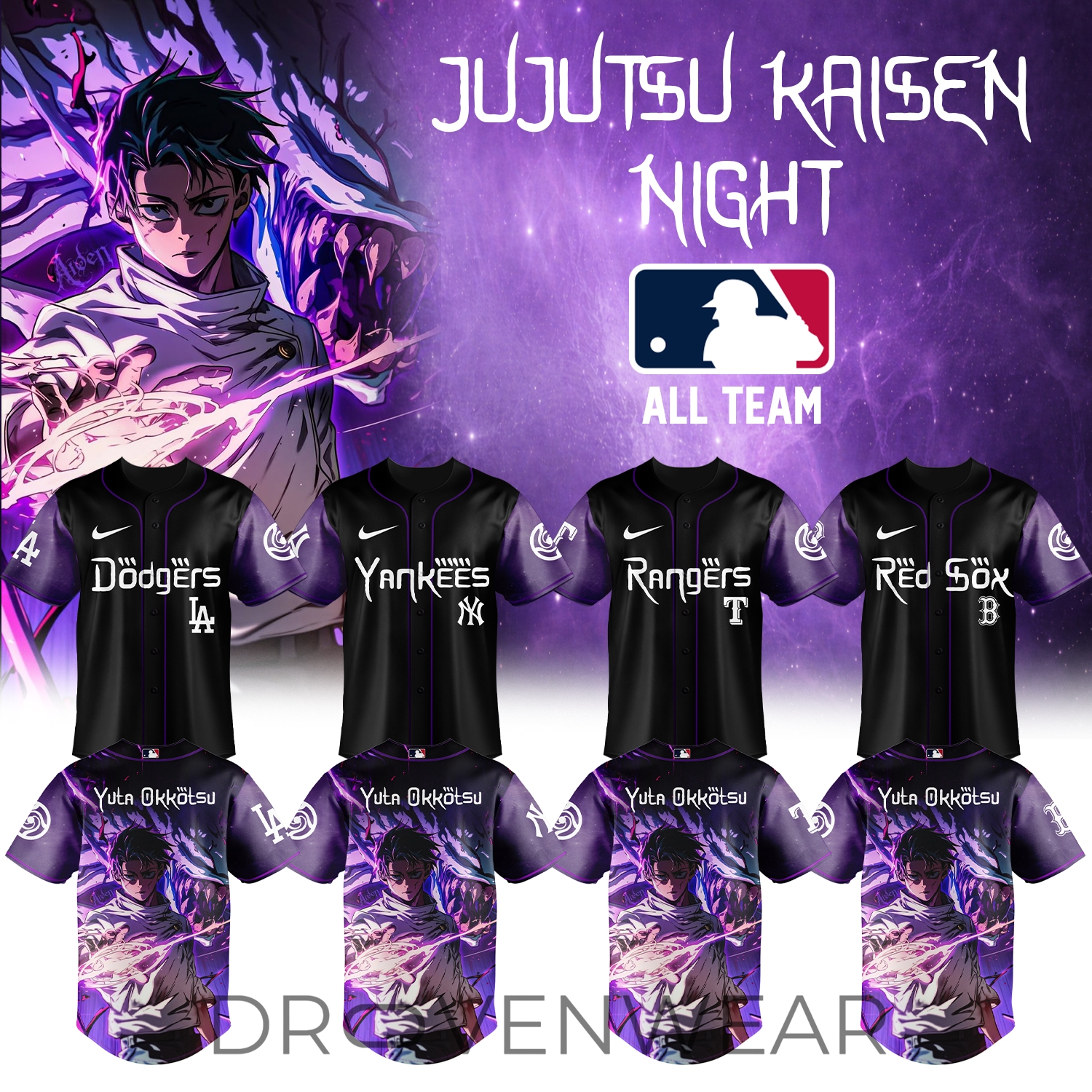 MLB Teams x Jujutsu Kaisen Night 2026 Exclusive Anime Jersey Design 2 MLB Teams x Jujutsu Kaisen Night 2026 Exclusive Anime Jersey Design 2