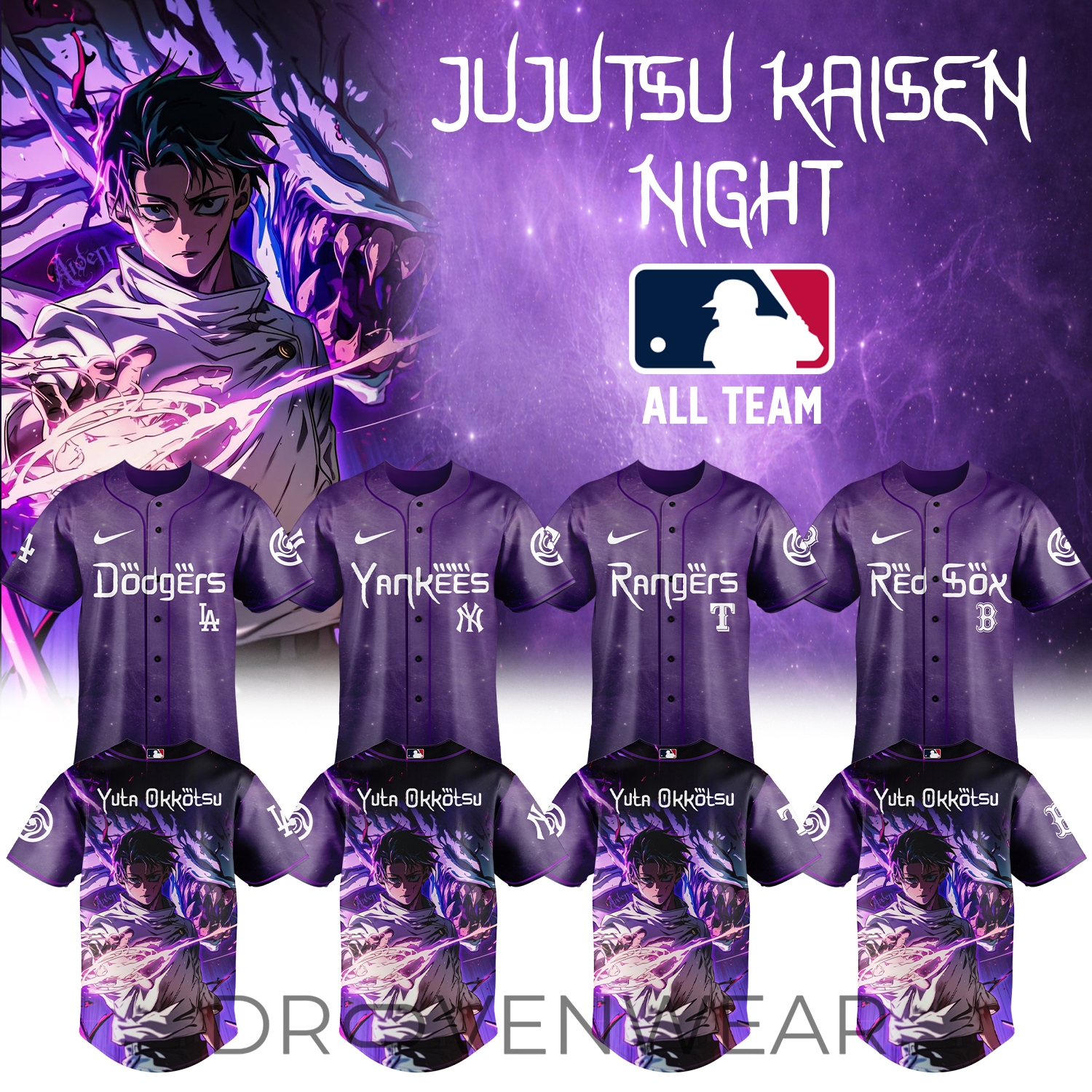 MLB Teams x Jujutsu Kaisen Night 2026 Special Edition Anime Jersey Design 1 MLB Teams x Jujutsu Kaisen Night 2026 Special Edition Anime Jersey Design 1