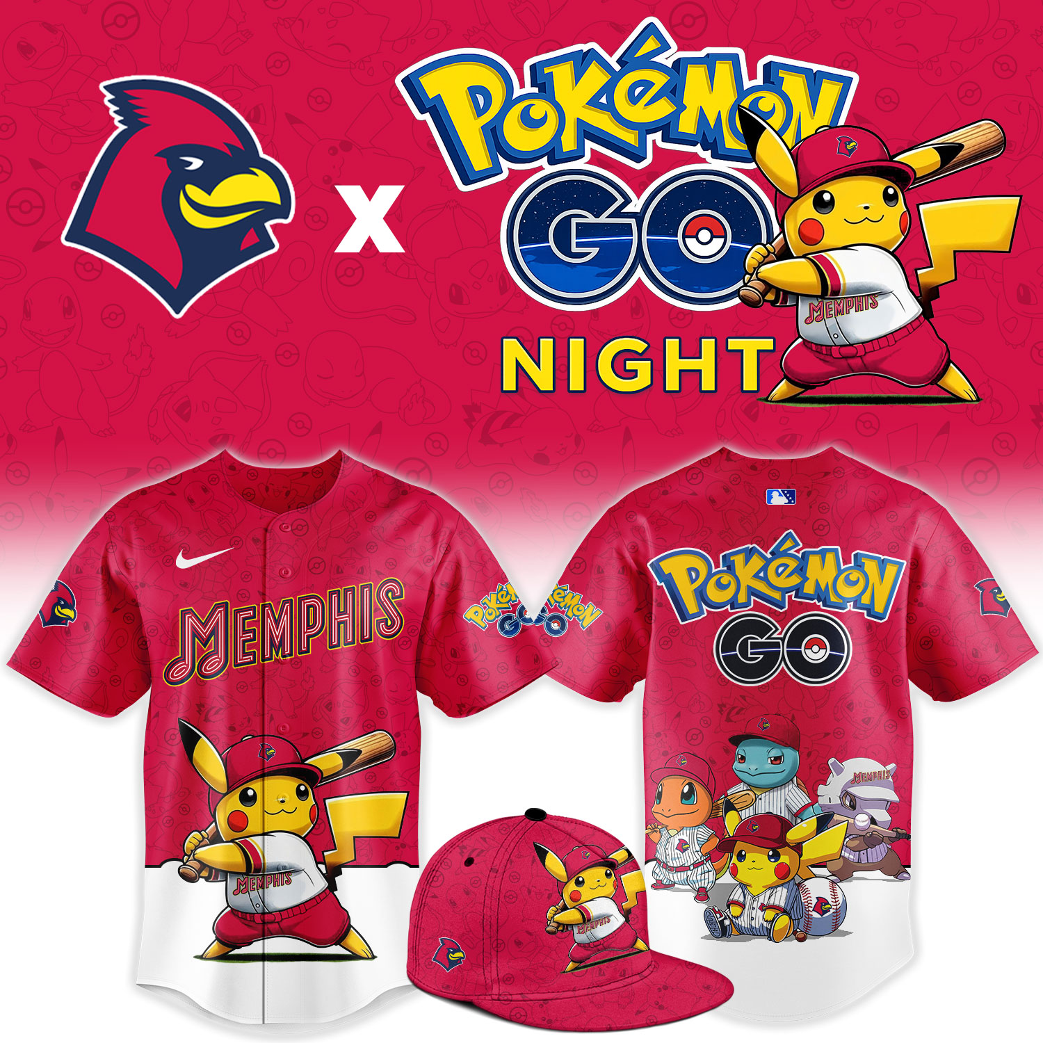 Memphis Redbirds Pokemon Go Night Limited New Jersey Memphis Redbirds Pokemon Go Night Limited New Jersey