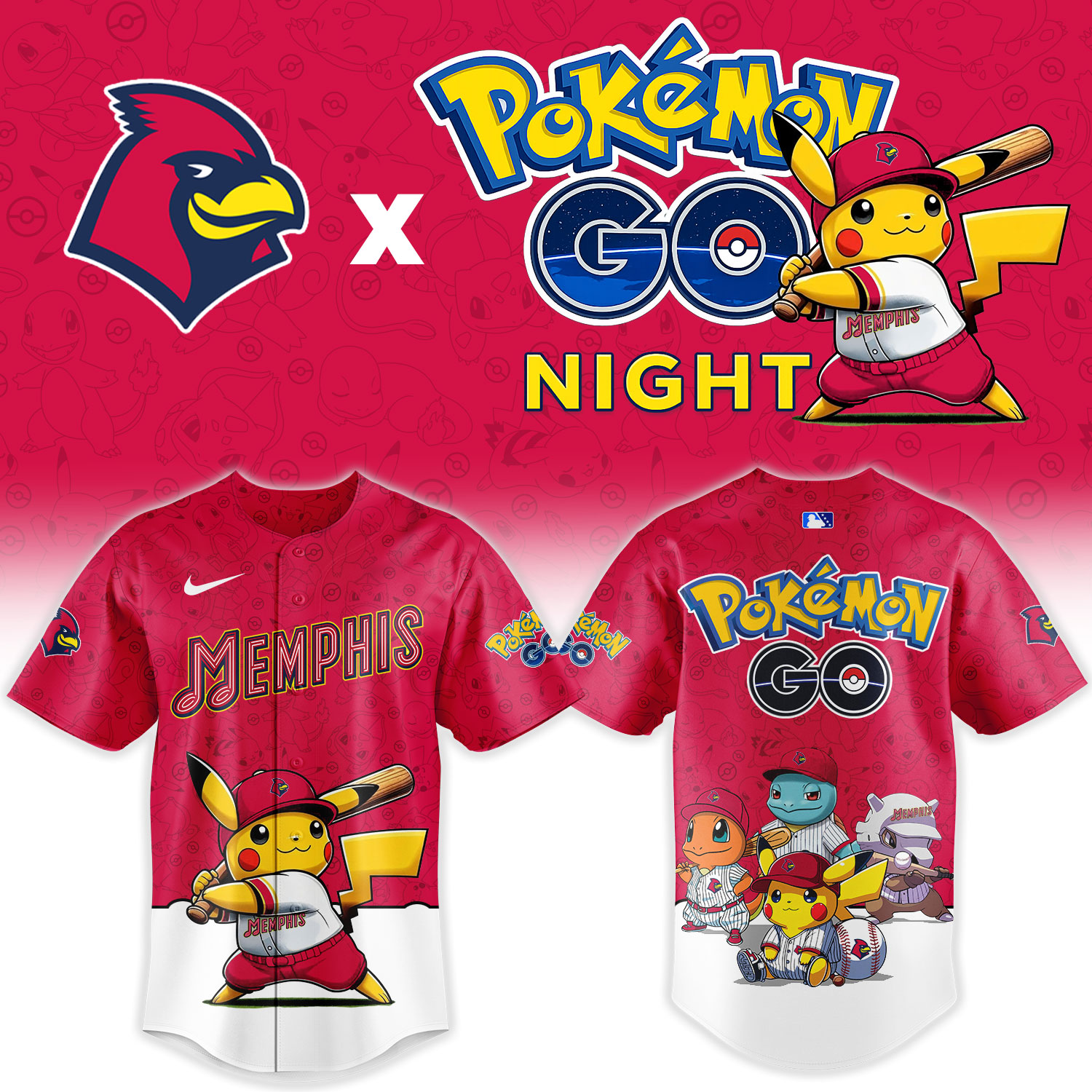 Memphis Redbirds Pokemon Go Night Limited New Jersey Memphis Redbirds Pokemon Go Night Limited New Jersey