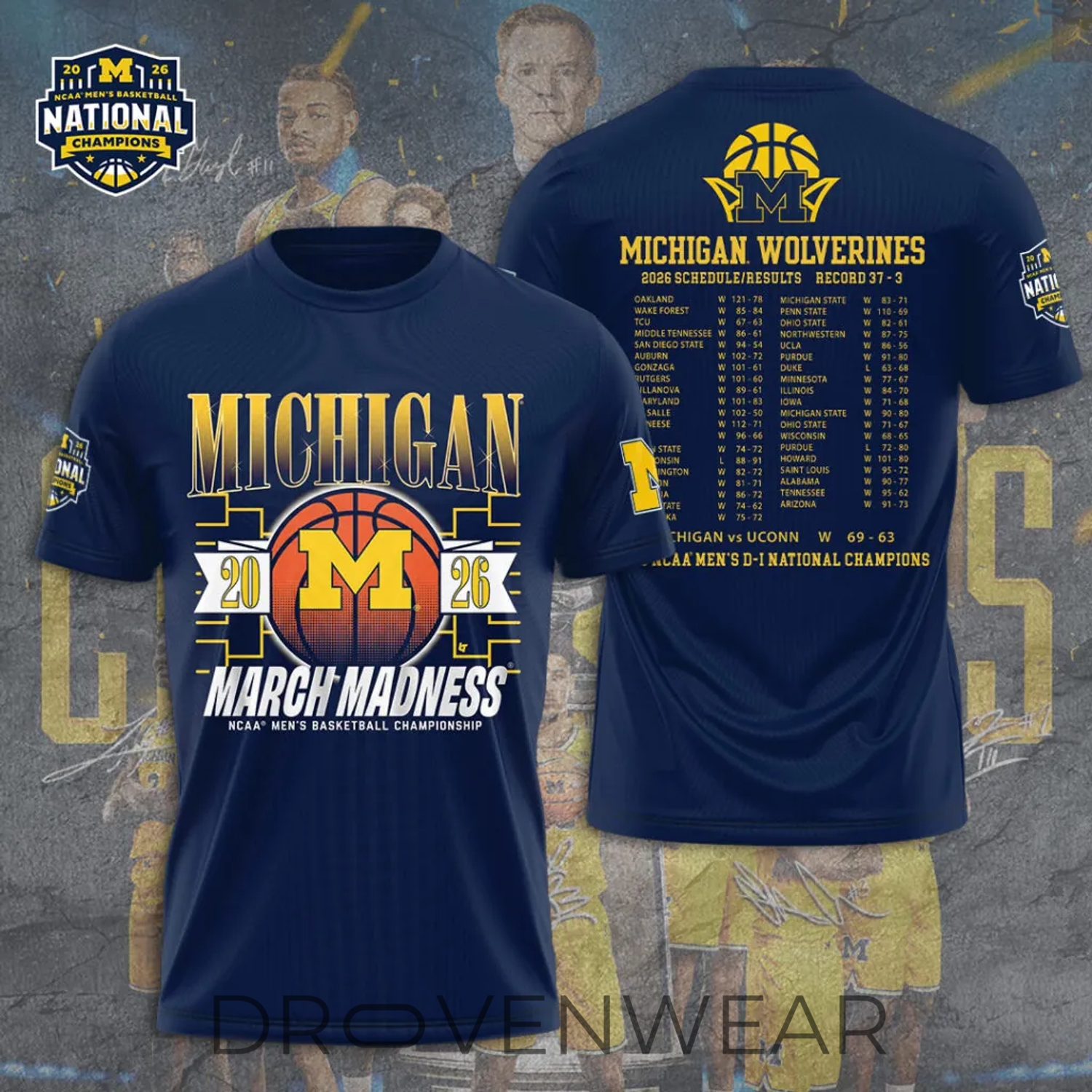 Michigan Wolverines 2026 Men’s Basketball National Champions 3D Tshirt Michigan Wolverines 2026 Men’s Basketball National Champions 3D Tshirt