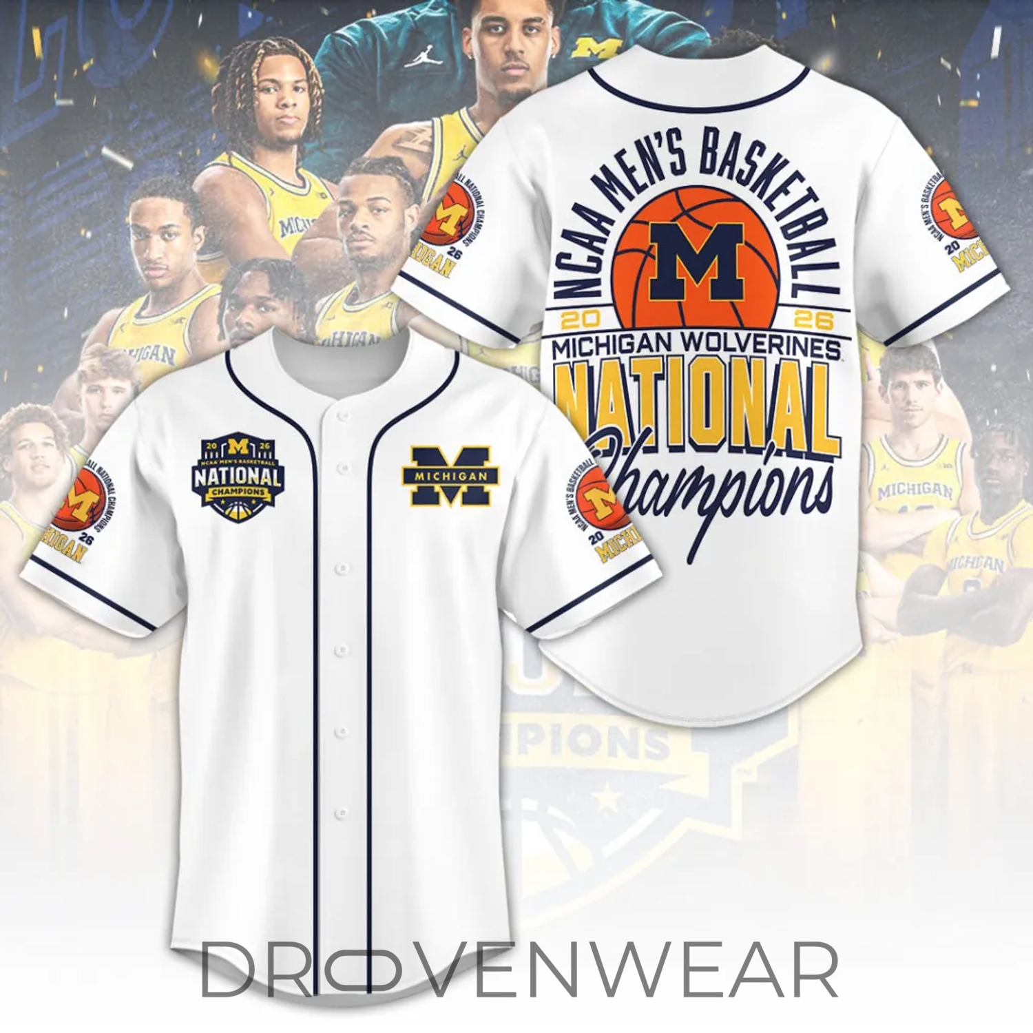 Michigan Wolverines 2026 Men’s Basketball National Champions Baseball Jersey Michigan Wolverines 2026 Men’s Basketball National Champions Baseball Jersey