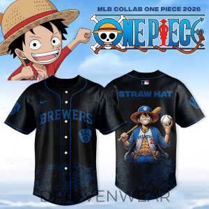 Milwaukee Brewers x Luffy One Piece Jersey Limited MLB Drop by Drovenwear.com