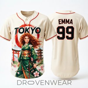 Moana x Tokyo Princess Baseball Jersey Emma 99 by Drovenwear.com