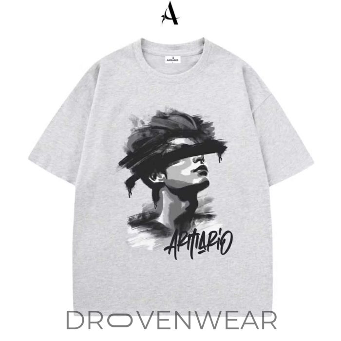 Modern Aesthetic Streetwear Tee - Blindfolded Man Graphic Shirt - Edgy Oversized White T-Shirt - Image 2