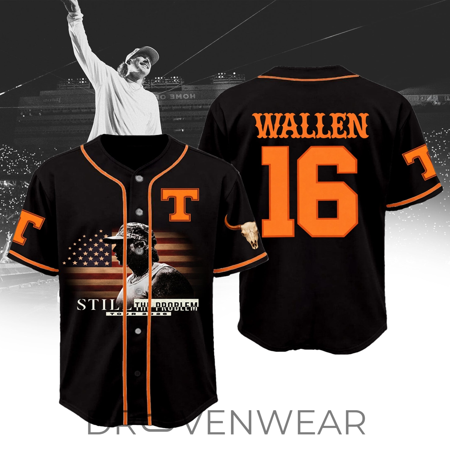 Morgan Wallen Still The Problem 2026 Country Music Tour Baseball Jersey Morgan Wallen Still The Problem 2026 Country Music Tour Baseball Jersey