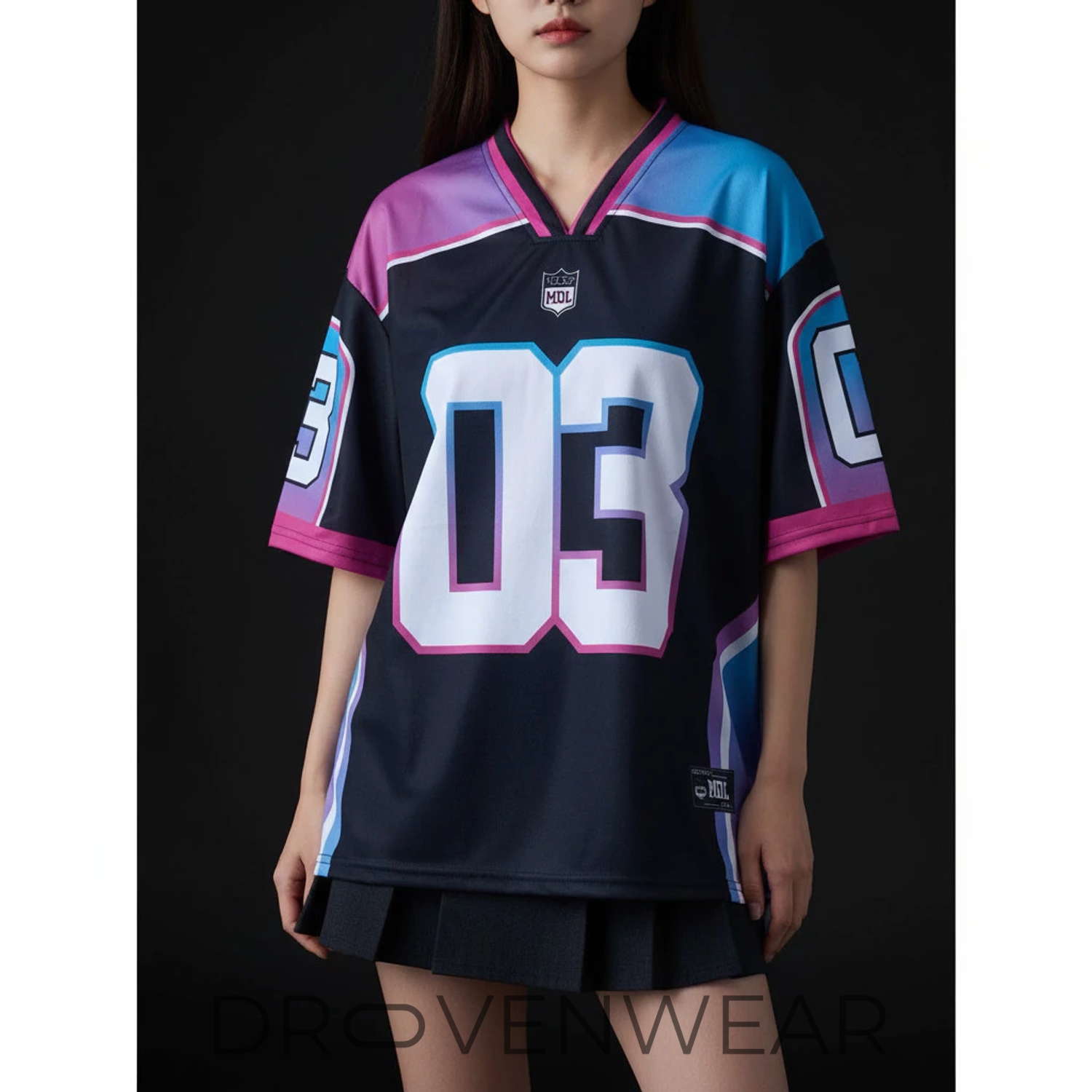 NFL Women’s Oversized Jersey #03 – Black Neon Gradient Vintage Football Tee Shirt NFL Women’s Oversized Jersey #03 – Black Neon Gradient Vintage Football Tee Shirt
