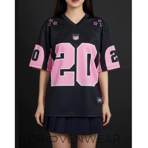 NFL-Womens-Oversized-Jersey-20-Black-Pink-Star-Vintage-Football-Tee-Shirt-1.jpg