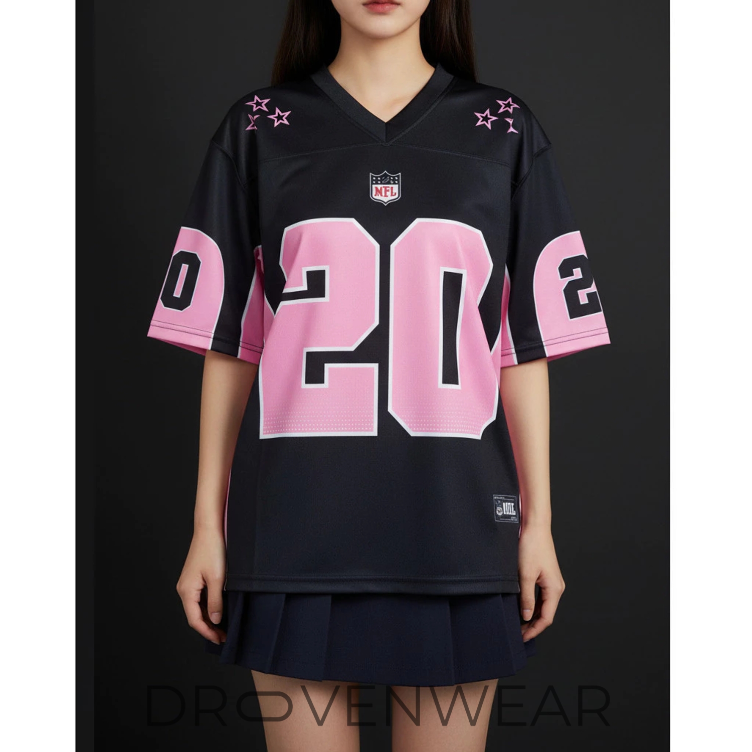 NFL Women’s Oversized Jersey #20 – Black Pink Star Vintage Football Tee Shirt NFL Women’s Oversized Jersey #20 – Black Pink Star Vintage Football Tee Shirt