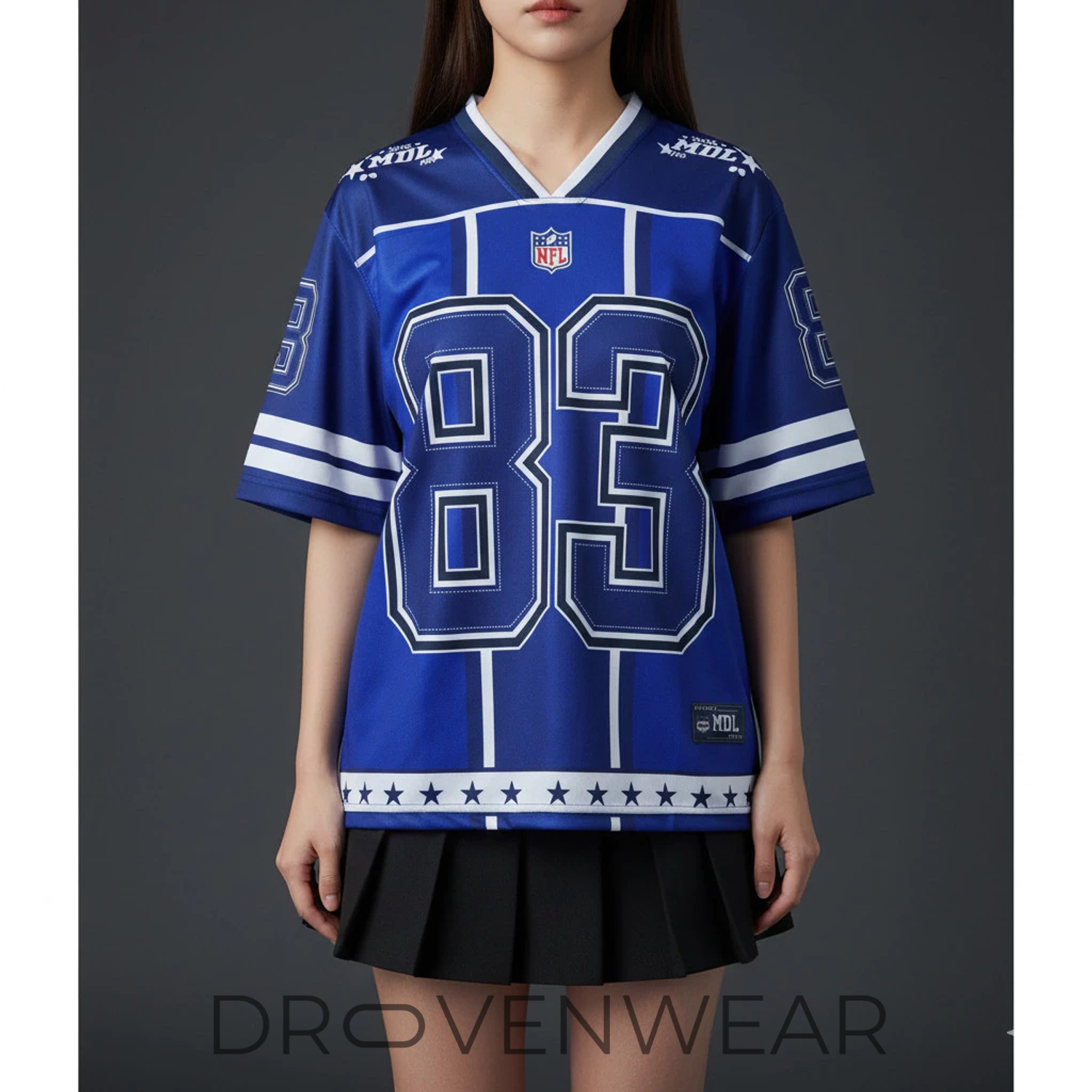 NFL Women’s Oversized Jersey #83 – Royal Blue Vintage Football Tee Shirt NFL Women’s Oversized Jersey #83 – Royal Blue Vintage Football Tee Shirt