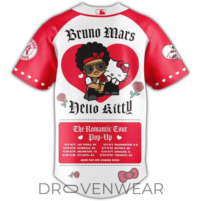 New York Bruno Mars Hello Kitty Pop Up Event Baseball Jersey - Image 3
