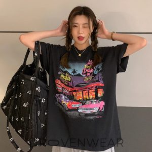 Retro-80s-DriveIn-Diner-Graphic-Tee-Vintage-Car-Scene-Oversized-Black-Streetwear-TShirt-1.jpg