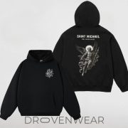 Saint Michael The Archangel Oversized Black Hoodie - Gothic Graphic Streetwear