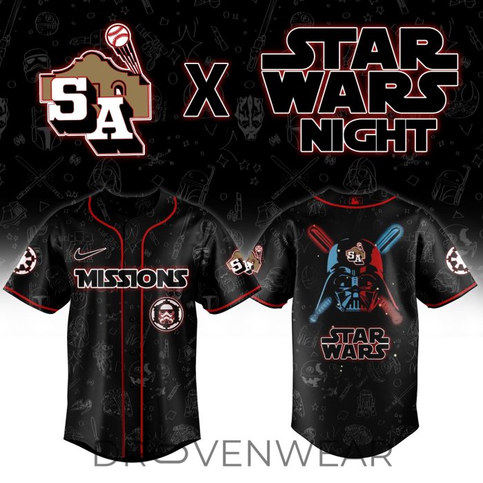 San Antonio Missions Star Wars Theme Night Baseball Jersey - Image 2