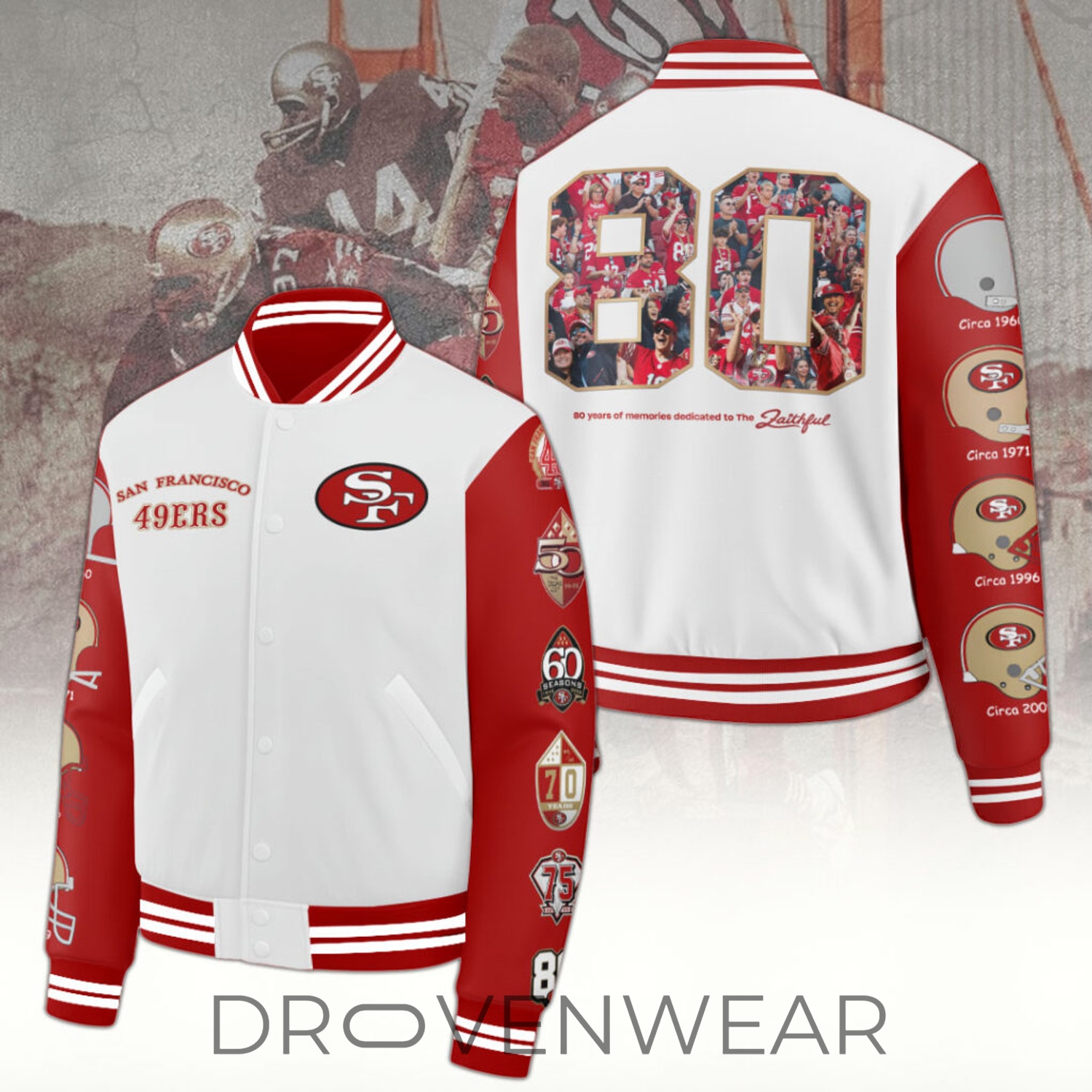 San Francisco 49ers 80th Anniversary Varsity Jacket San Francisco 49ers 80th Anniversary Varsity Jacket