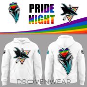 San Jose Sharks Pride Night Hoodie LGBTQ Rainbow Hockey Fan Pullover - Image 4