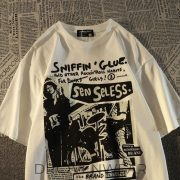 Senseless "Sniffin' Glue" Punk Rock Tee - Vintage Oversized Charcoal Graphic Streetwear T-Shirt - Image 2