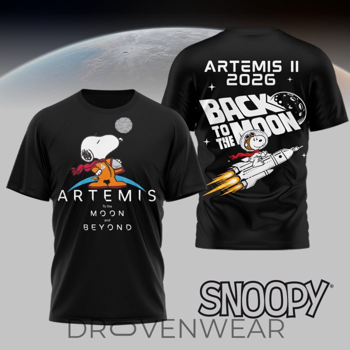 Snoopy x Artemis II 2026 Back To The Moon 3D Tshirt Limited Edition - Image 2