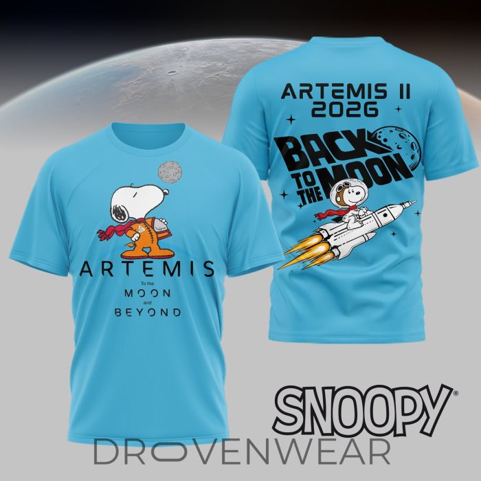 Snoopy x Artemis II 2026 Back To The Moon 3D Tshirt Limited Edition - Image 3