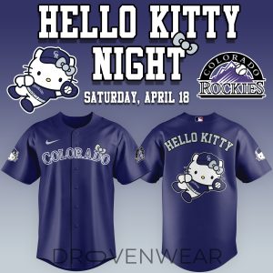 Special Edition Colorado Rockies x Hello Kitty Night Jersey by Drovenwear.com